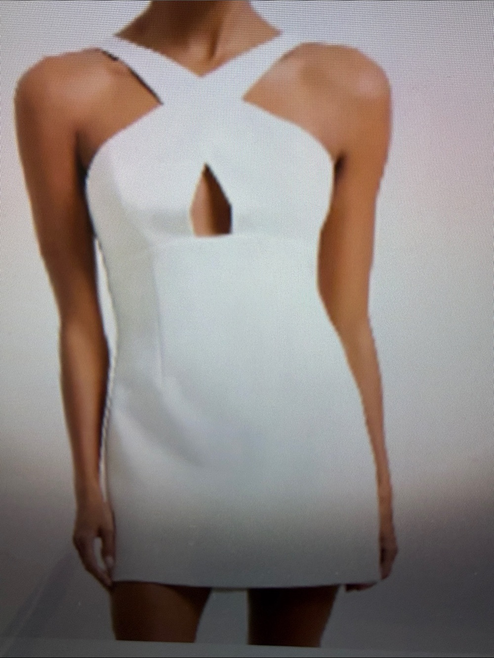 French Connection Whisper Ruth White Halter Keyhole Mini Dress